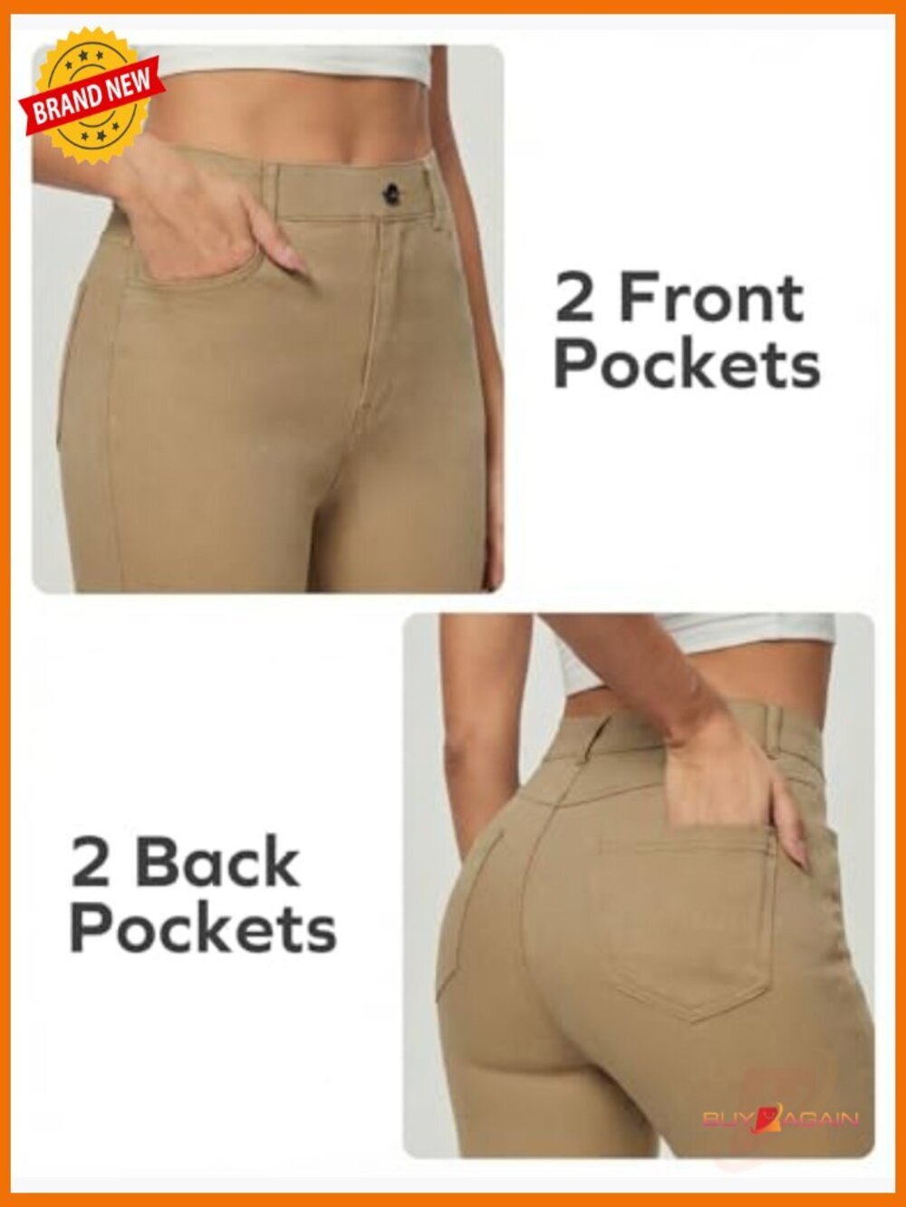 High Waisted Stretchy Skinny Jeans Tummy Control Jeggings Pull On with Pockets - Picture 4 of 7